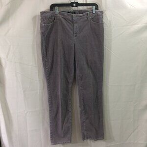 Talbots Gray Corduroy Pants Straight Leg Flawless 5 Pocket Cotton Stretch 16